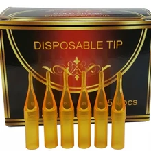 Поставка татуировки 50 шт./кор. 7 футов Стерильная Татуировка желтый пластик одноразовые небольшие татуировки иглы наконечники сопла