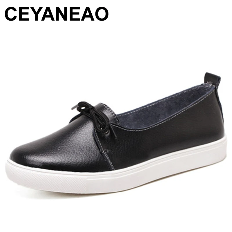 

CEYANEAO Autumn Lovely Women Shoes Genuine Leather Women Flats Shoes Moccasins Single Solid Ballet Causal Shoes Woman Loafers