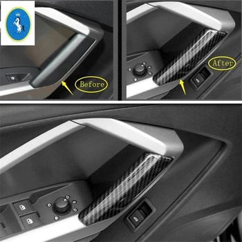 

Yimaautotrims Auto Accessory Inner Door Armrest Pull Doorknob Cover Trim Matte / Carbon Fiber Look ABS Fit For Audi Q3 2019 2020