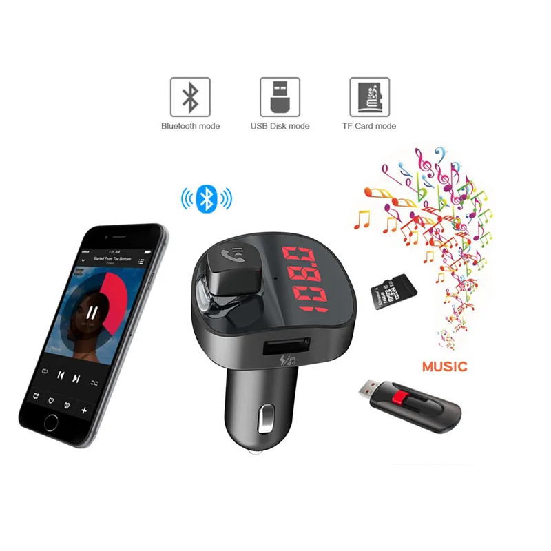 Новое обновление Bluetoth 5,0 MP3-плеер Handsfree автомобильный комплект с двойным USB зарядным устройством Aux TF карта плеер беспроводной аудио адаптер для Авторадио