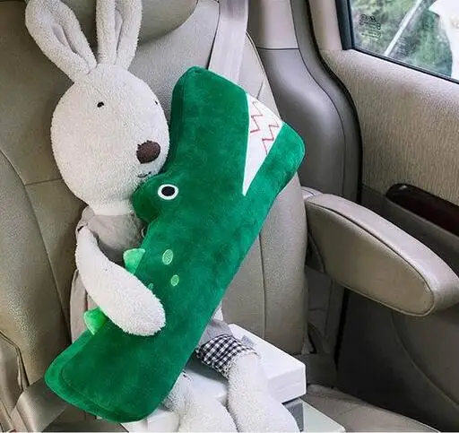 Детская безопасность сидений в автомобиле ремень Набор для комфорта плюшевая подушка медведь динозавр мультфильм животных плюшевые игрушки мягкие животные Kawaii для детей