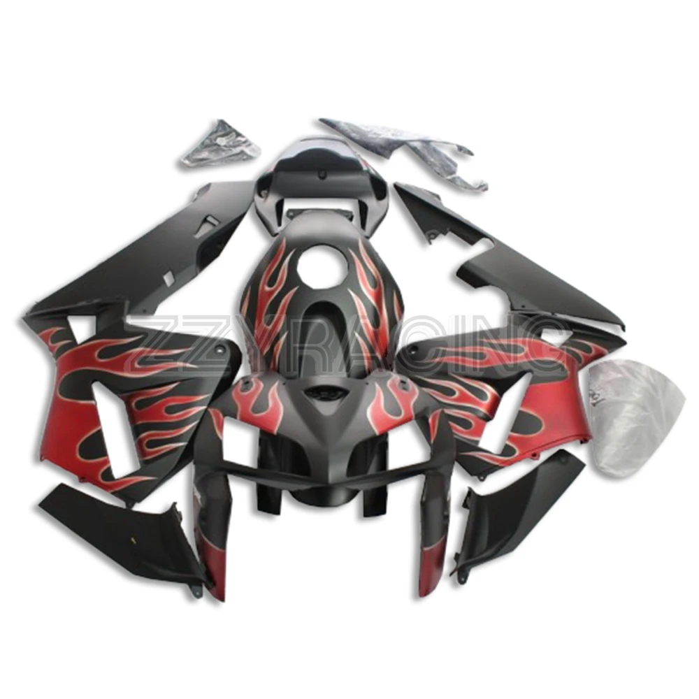 

Injection Fairings Kits for Honda CBR600RR F5 2005 2006 Year Complete ABS Plastic 05 06 Motorcycle Matte Black with Red Flames