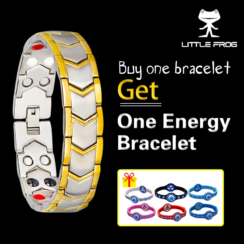 

LITTLE FROG 316L Stainless Steel Healthy Magnet Bracelets Energy Germanium Magnetic therapy Bracelets Bangles For Men 10202