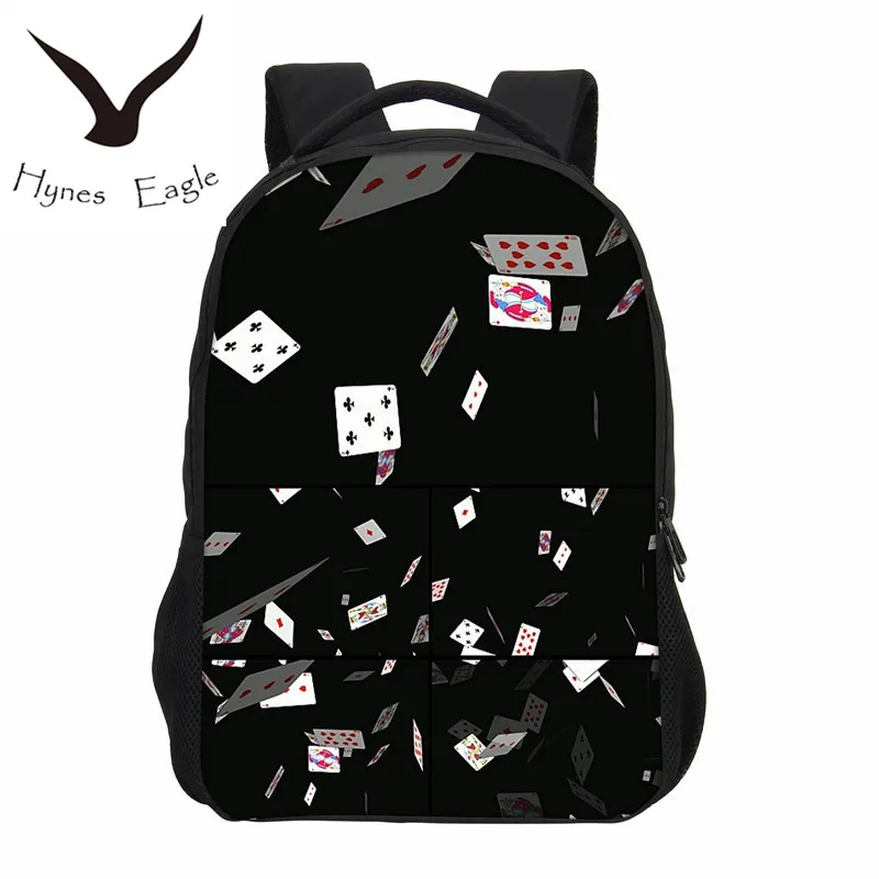 Hynes Eagle Fashion Backpacks Fashion Joker Poker Printing Backpack