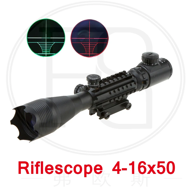 Tactical Outdoor Hunting Gun Sight 4-16x50 Red Green Illuminated Reticle Riflescope Spiner Shooting Ccompact Scope | Спорт и