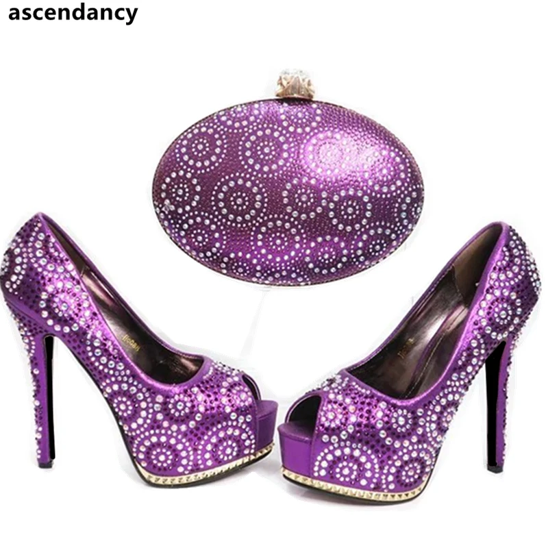 pourpre Nigérians Chaussure vert Chaussures Avec pink Décoré Bleu or Sacs Africaine Strass À fuchsia De Dames Italiennes Pour Ensemble Et Mariage Sac Correspondre 4qppw1