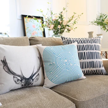 

Square Cushion Cover Pillow case Home decorative cushion covers Simply Deer Geometric 45cm*45cm/60*60cm Thick Cotton Linen