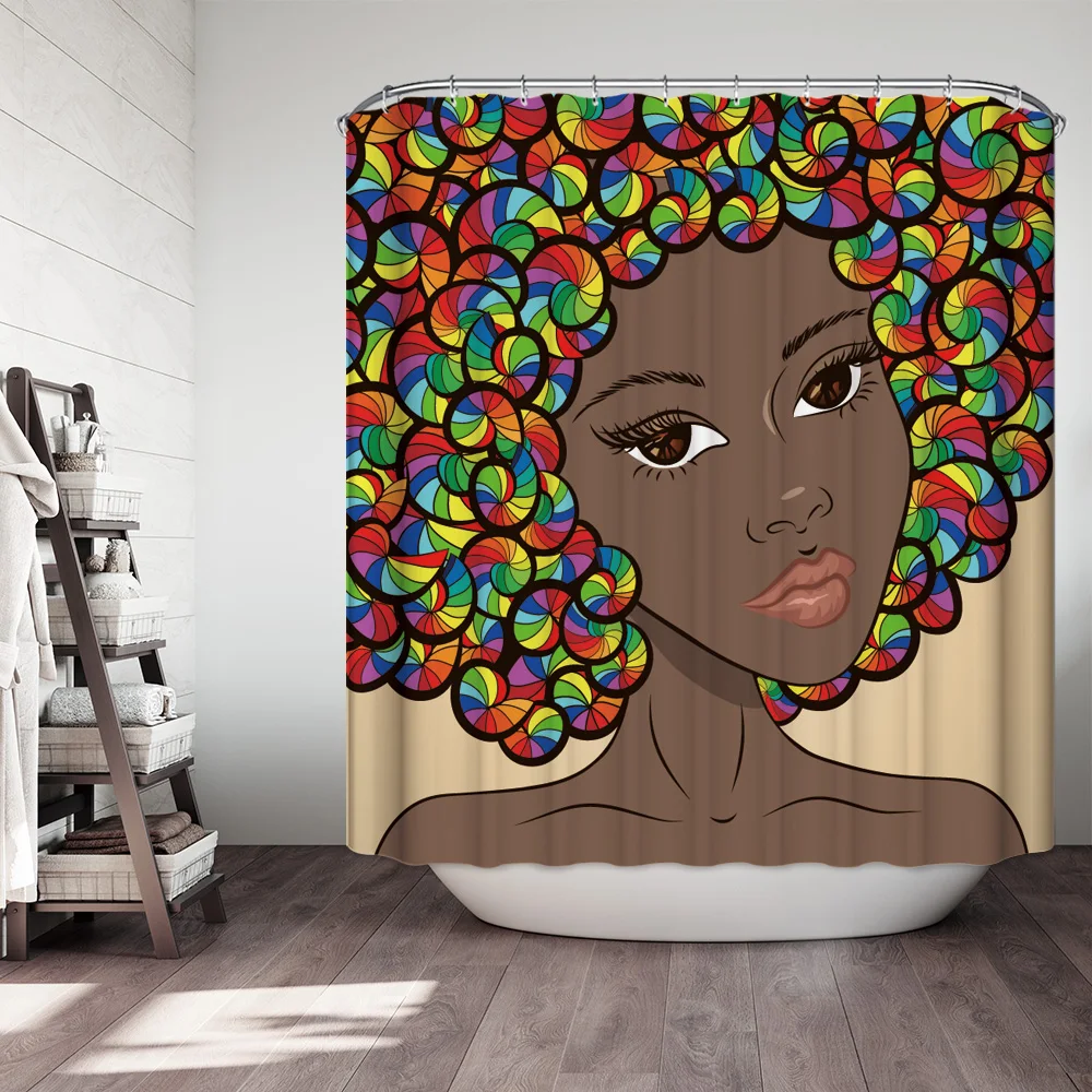 

3D Beautiful Women Shower Curtains Fashion Portrait Pattern Waterproof Mildew Proof Thickened Bath Curtains for Bathroom