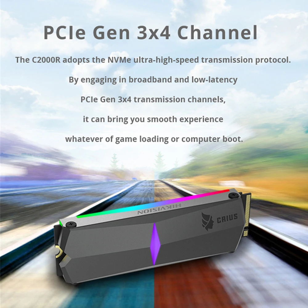HIKVISION RGB SSD M2 1 ТБ NVMe PCIe 512 ГБ 256 3500 МБ/с. красочные светильник Внутренний