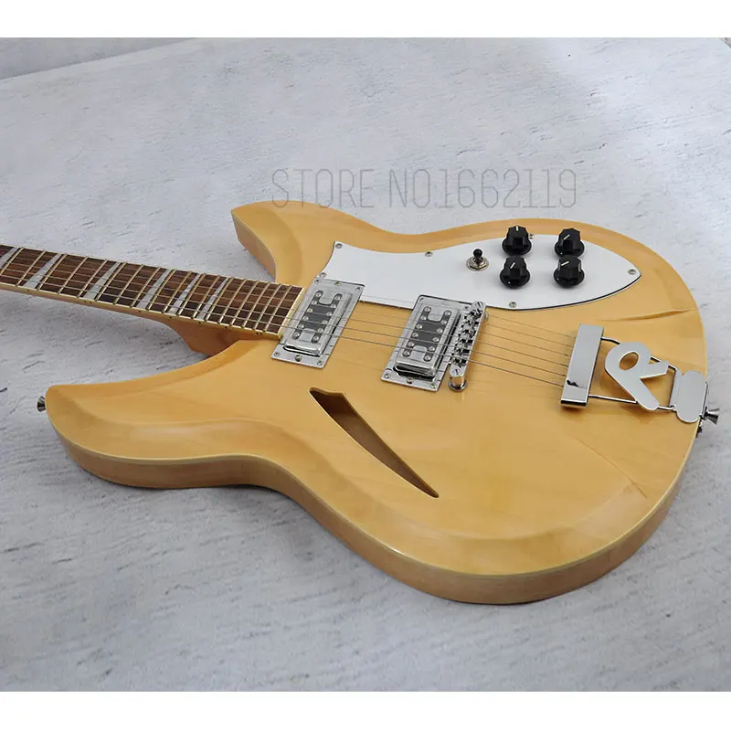 

Custom shop modle 330 Rickenback guitar 340 Semi-hollow Jazz electric guitars Maple neck with mahogany stripe Retro tuning pegs
