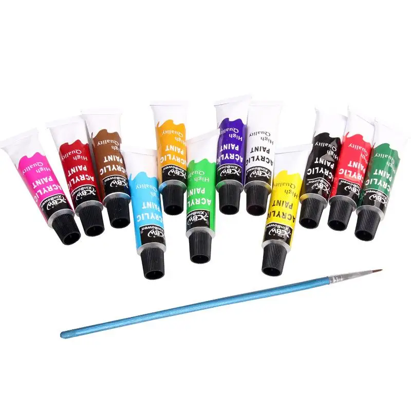 

12Pcs 12ml Draw Painting Pigment Set Tubes Paintbrush DIY Wall Art Drawing Tool Hot Selling