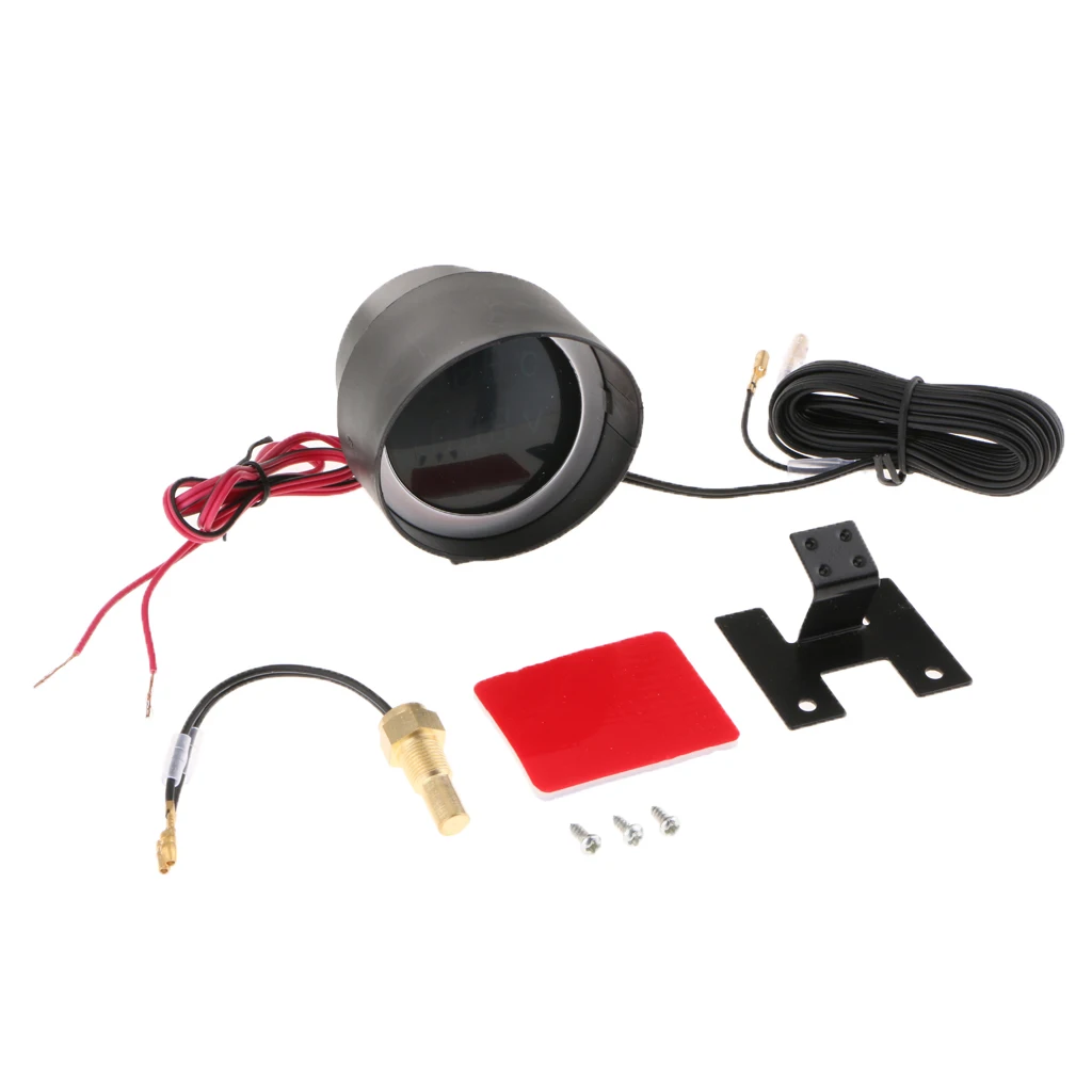Universal DC12V/24V Digital Voltmeter Water Temp Gauge Meter with Sensor 10/12/14/16/17/21mm Stable Performance