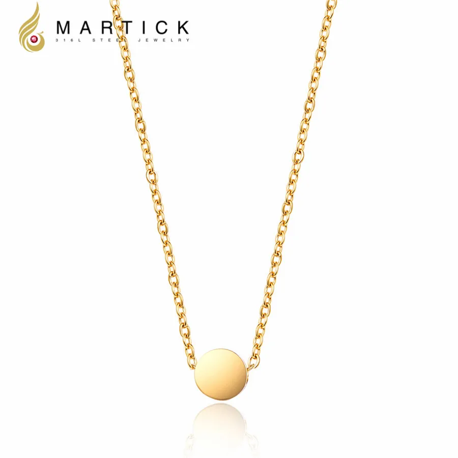 

Martick 316L Stainless Steel Gold-color Mini Wishing Beans Pendant Necklace Link Chain Necklace For Women P52