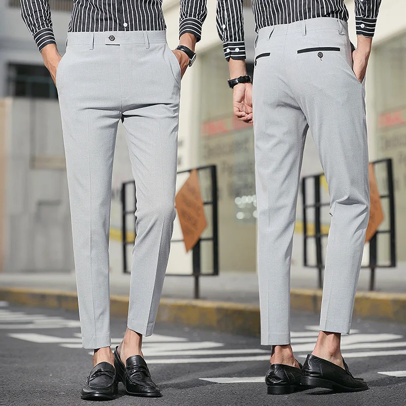 

Ankle-Length Pants Men Korean Trousers slim fit formal business Pants Men fashion wedding party Men Pants 2019 Autumn New