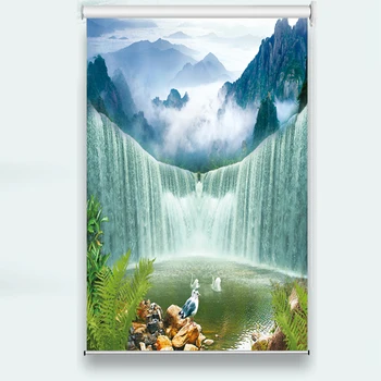 

Roller blind blackout 3D window for bedroom living room customize Waterfall scenery Roller curtains