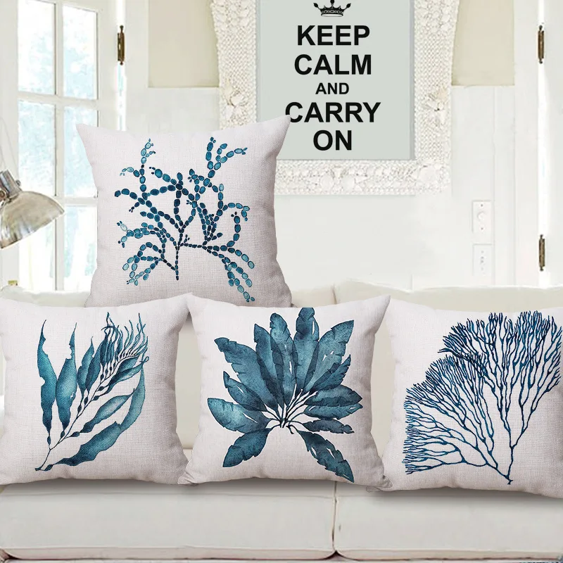 

The simple cotton pillowcase Cushion Cover Sofa Pillow case holding seaweed sofa cushion coral