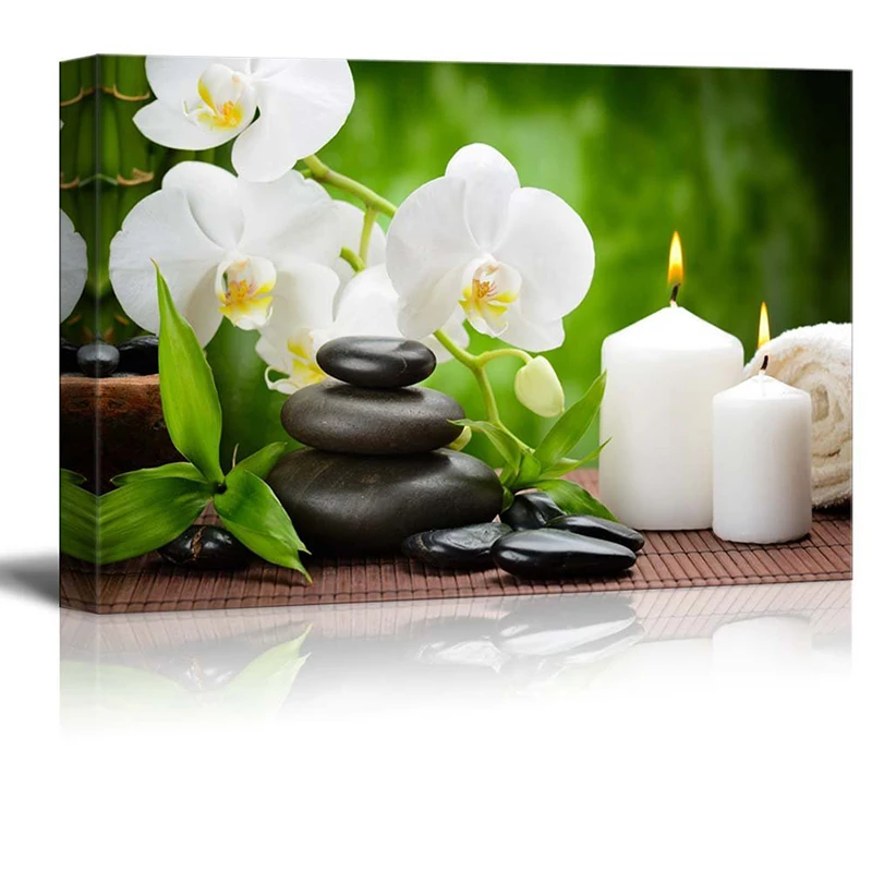 Frameless Canvas Painting Home Decor Picture Orchid Candle Spring Bamboo Living Room Wall Art Picture Poster