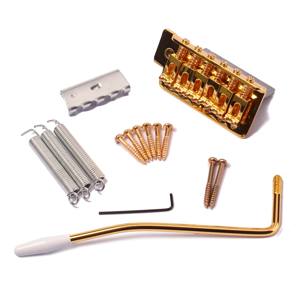 Gold Metal Tremolo Bridge Set Tremolo Arm Mounting Screws Tremolo Springs Claw Allen Wrench for Strat ST Electric Guitar Part
