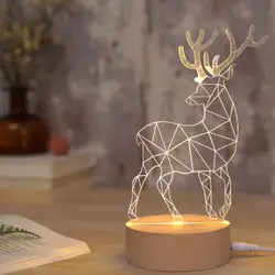 3D стерео ночник девушка сердце Подключите Творческий мультфильм светодиодный спальня настольная лампа Лось творческий подарок на день