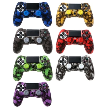 

Silicone Gel Rubber Soft sleeve Skin Grip Cover Case+2 Caps For Playstation 4 PS4 Pro PS4 Slim Gamepad Protect Camouflage
