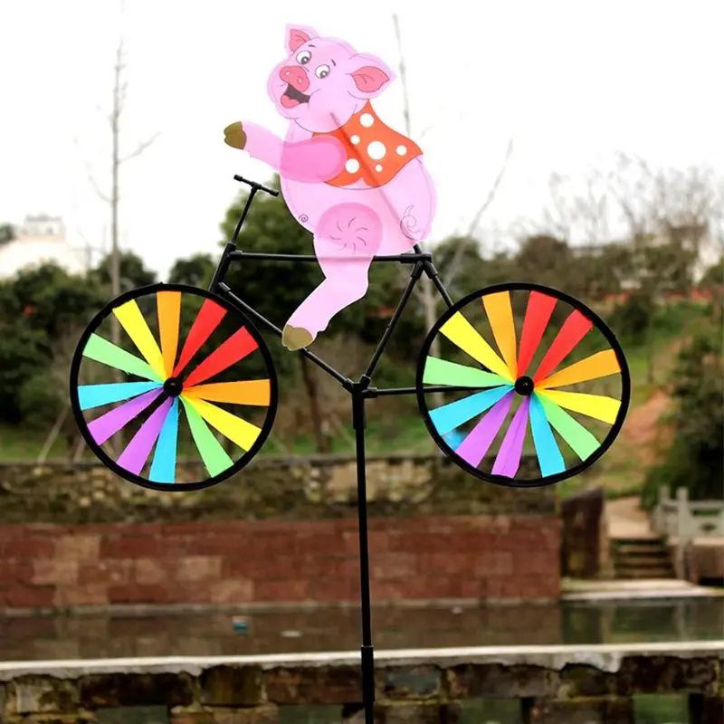 Милый 3D животное свинья на велосипеде мельница вихрегиг сад газон двор Декор ветер Спиннер Y51E