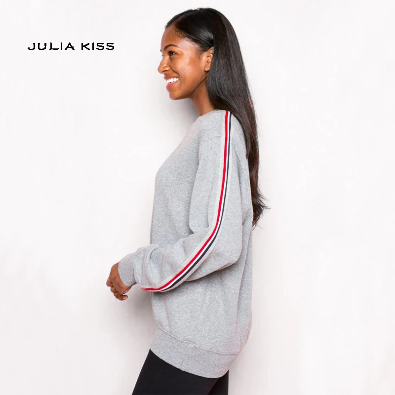 

Women Casual Striped Sleeve Sweatshirts High Quality Pullovers