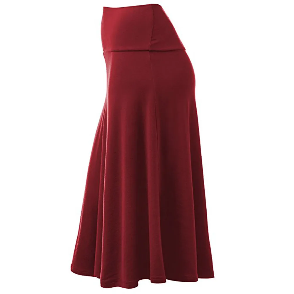 Для женщин; Большие размеры одноцветное расклешенное подол мягкая и удобная обувь Высокая Талия пикантная юбка средней длины форма плиссированная юбка L50/0110 - Цвет: D