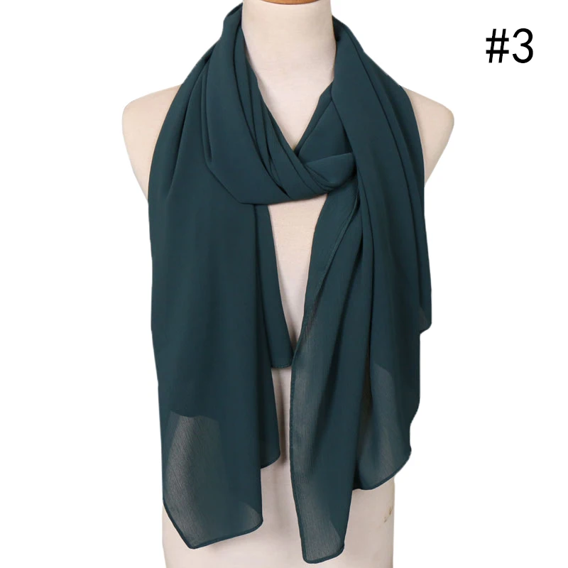 LMLAVEN женские морщинка шифон морщинка Hijab шарф Мусульманский платок сплошной цвет шарфы высокого качественные шарфы плотная лента для волос 25 цветов - Цвет: 3