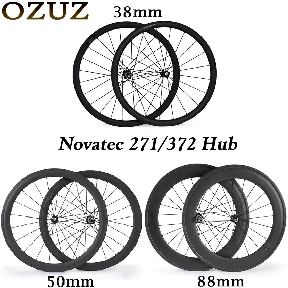 Discount Novatec hub carbon wheels 700c 24 38 50 88 mm road bike wheelset clincher tubular 3k matte bicycle wheels 23mm standard wheelset 0