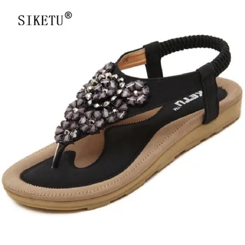 

SIKETU Women Sandals Bohemia Flower Summer Women Shoes Slip-on Flats Female Sandals Casual Ladies Shoes Sandalias US Size 5~10