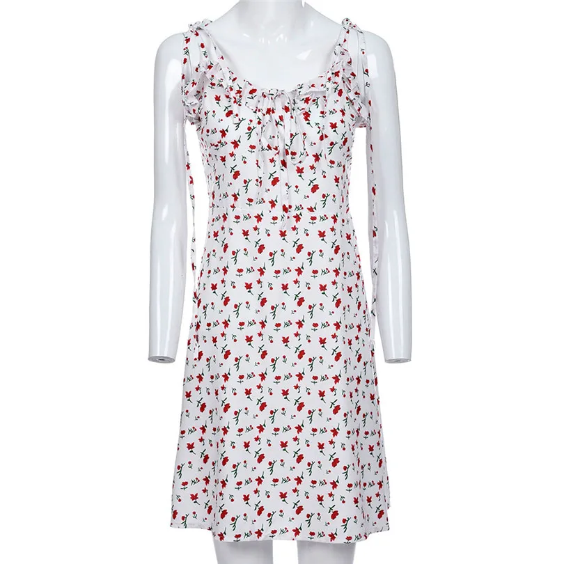  New Fashion Women Summer Casual Daily Sexy Sleeveless Flower Print Casual Mini Beach Style Mini Dress #4A17  (7)