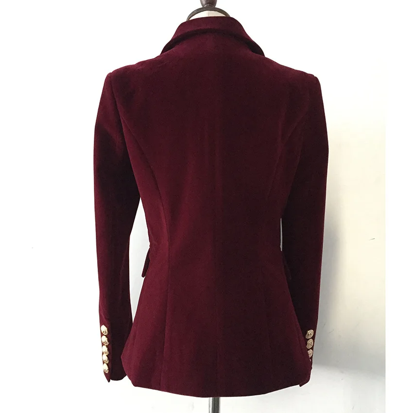 New high quality Fashion office coat woman spring 2019 Long sleeve Blazer Double Breasted Metal button Gold velvet women Jacket New high quality Fashion office coat woman spring 2019 Long sleeve Blazer Double Breasted Metal button Gold velvet women Jacket