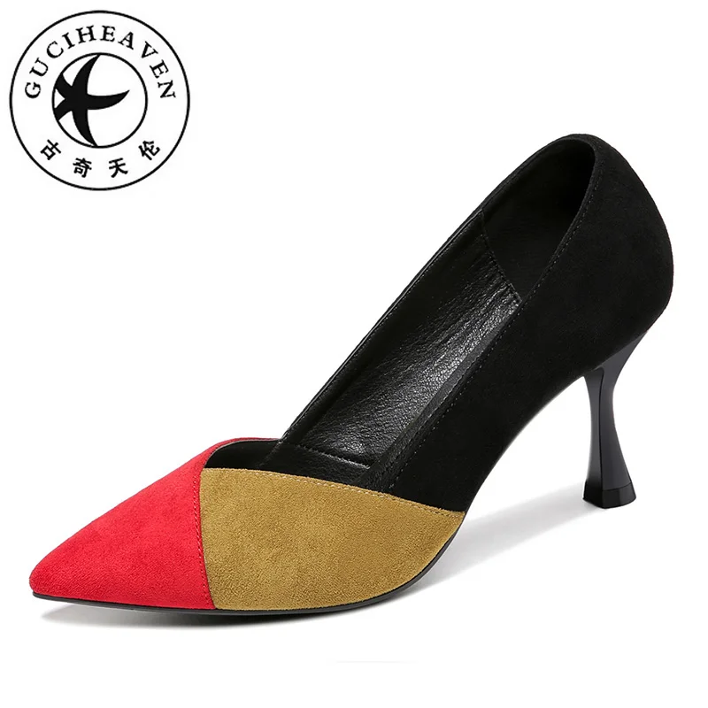 

Guciheaven 2018 New Arrival Party Women Dress Slip-On Pumps Shallow High Heels 7.5cm Pointed Toe Shoes Mixed Colors