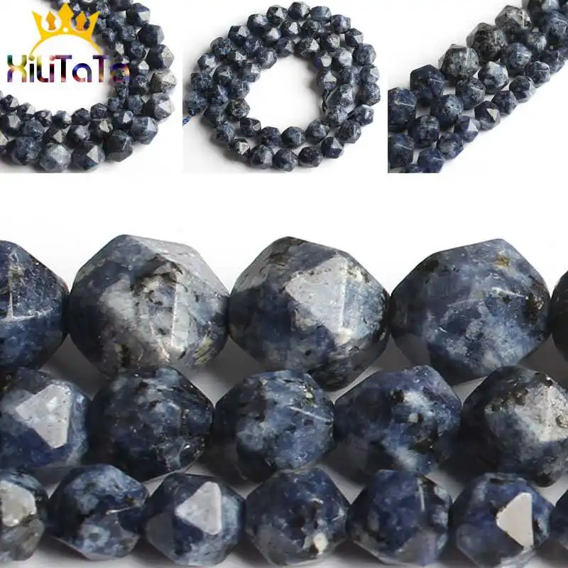 

Faceted Natural Spot Stone Jaspers Beads Round Loose Spacer Beads 15'' 6/8/10mm For Jewelry Making DIY Bracelet Necklace Charms