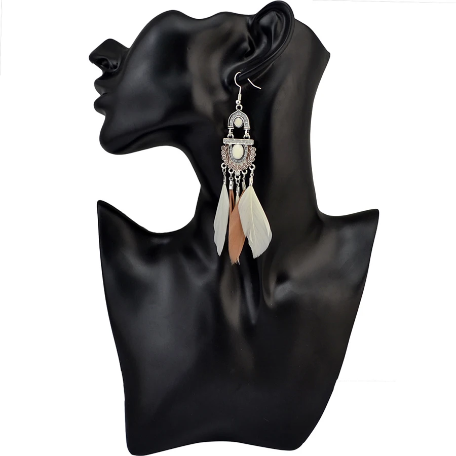 

4 Colors Fashion Tassel Earrings Charm Western Style Women Long Feather Drop Earrings Alloy Jewelry Drop Shipping