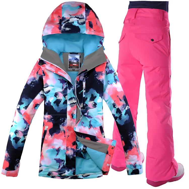 GSOU SNOW Ski Suit Women Skiing Jacket Snowboard Pants Winter Waterproof Outdoor Cheap Ski Suit