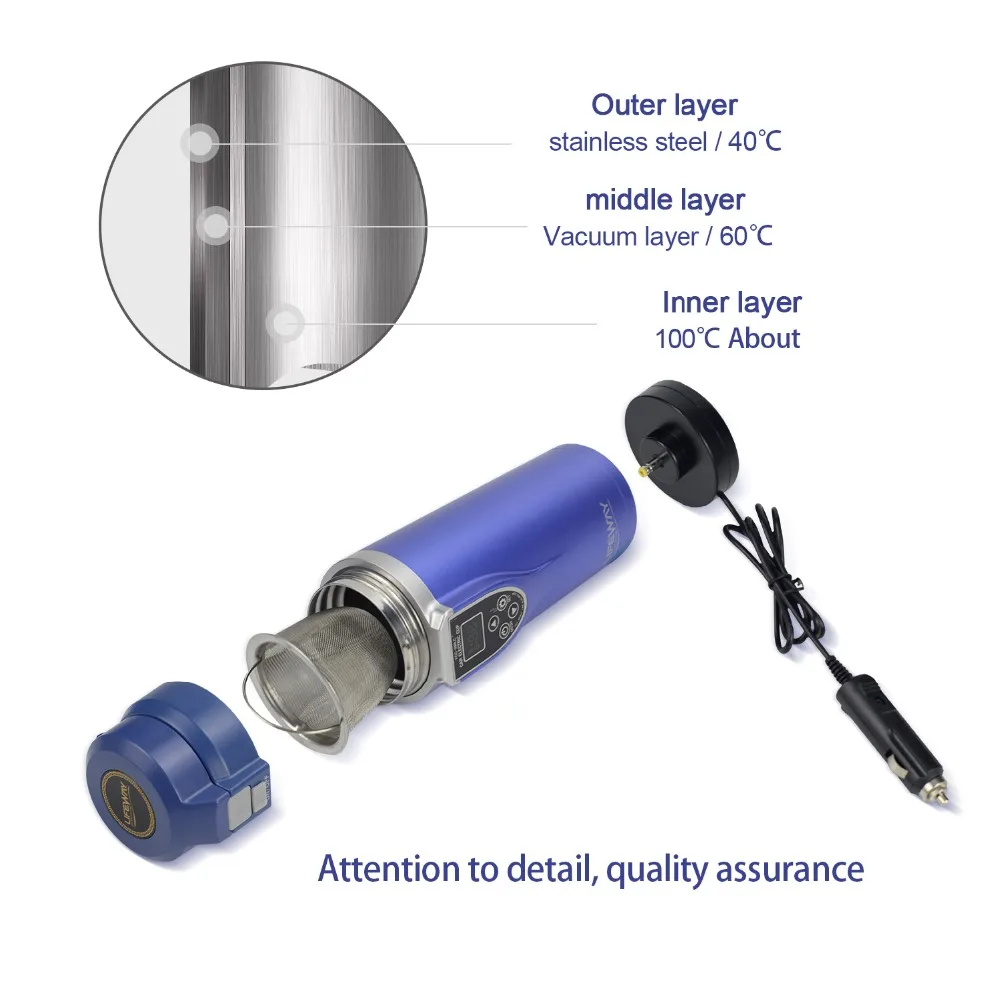 Koop 350ml Auto Verwarming Cup 12 V 24 V Boiler Waterkoker Koffie Thee Kokend Verwarmde Mok Voertuig Water heater Maker Reizen waterkoker voor Auto