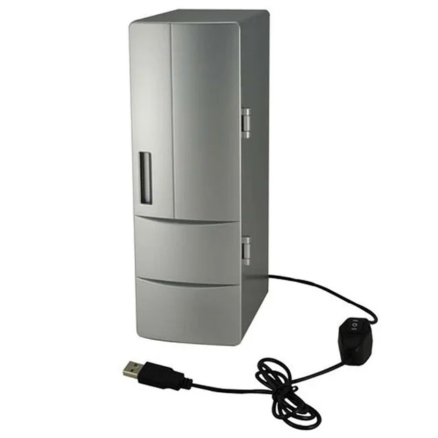 Plug Play Portable Practical Mini Usb Fridge Office Desktop Pc Car Plug Play Portable Practical Mini Usb Fridge Office Desktop Pc Car Refrigerator Freezer Beverage Can Drink Cooler Silver