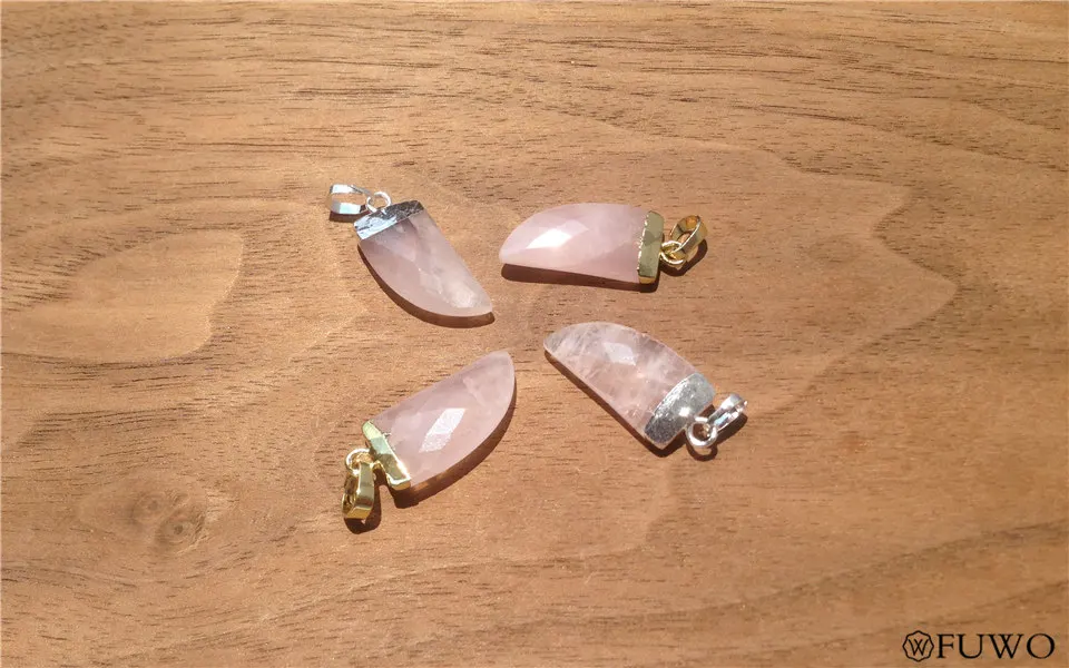 Horn Shape Natural Rose Quartz Pendant 11