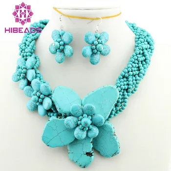 

Fabulous Stone Necklace+Earrings Jewelry Set Euramerican Stone Twisted Party Necklace Set Fancy Jewelry TN066