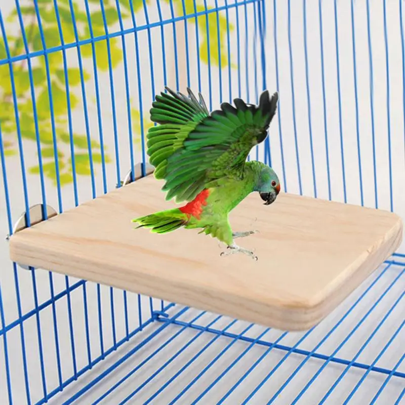 Parrot Bird Cage Perches Stand Platform Pet Parakeet Wooden Budgie Toys