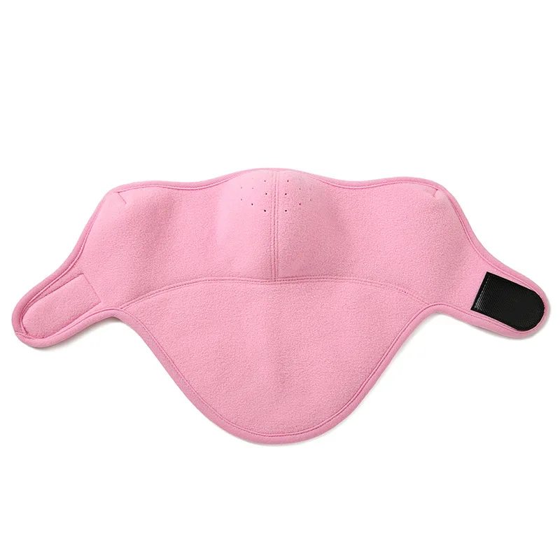 Мужская Женская зимняя теплая полумаска для лица ветрозащитная дышащая флисовая Шея-защита для спорта на открытом воздухе бег походная велосипедная маска - Цвет: Розовый