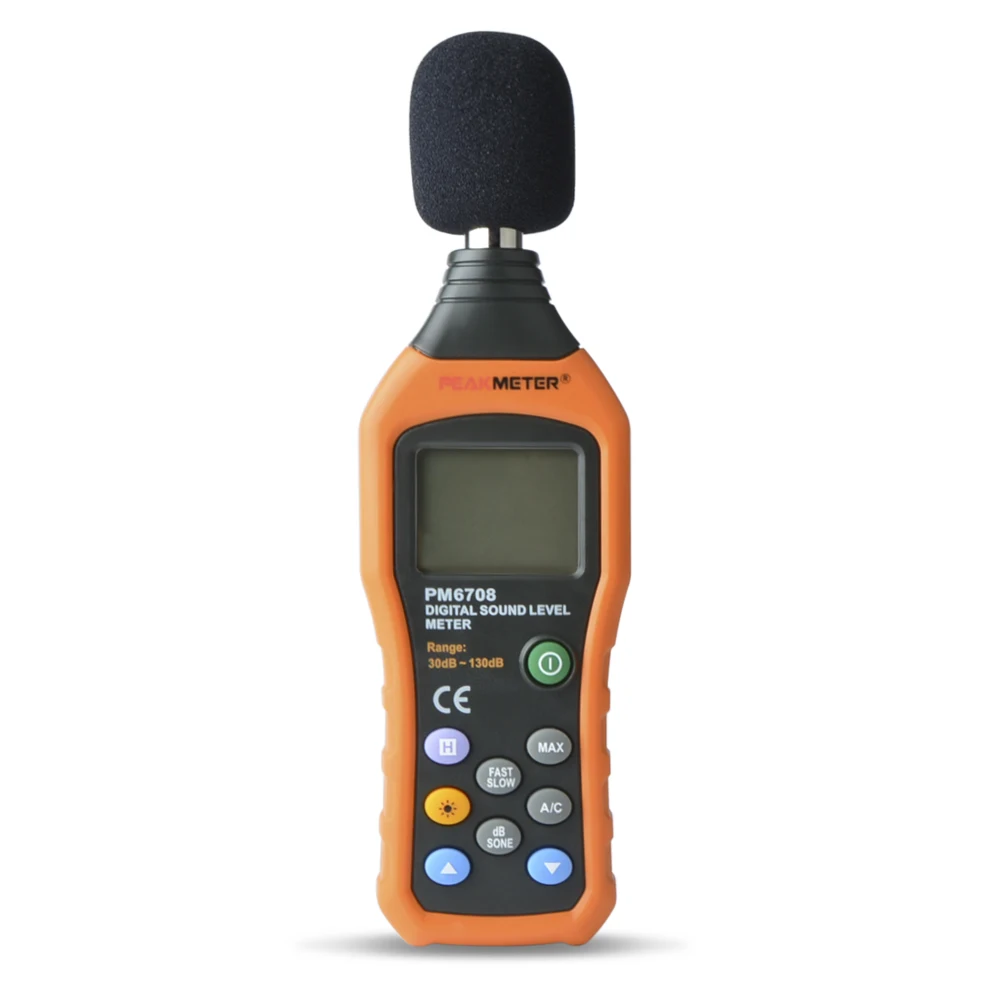 

PEAKMETER PM6708 Logger Tester LCD Digital Audio Decibel Sound Noise Level Meter Monitor 30 dB to 130 dB