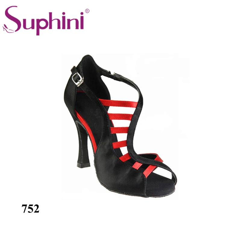 Black Red 10cm heel Suphini Новое поступление Элегантный женский наряд с завязками костюм для латиноамериканских танцев танцевальная обувь - Цвет: Black Red 10cm heel