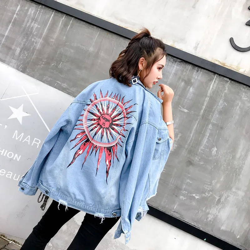 Super Noir Printemps Yingyuanfang Veste Femelle Court Brodé Feu Et Automne Nouvelle Mode Denim bleu BB47p