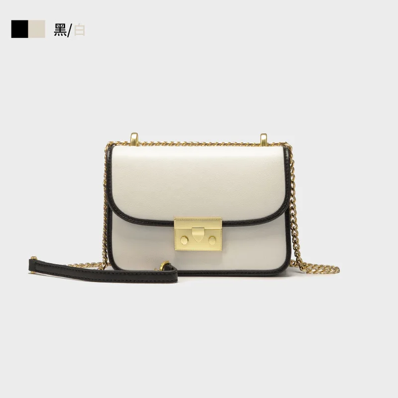 

LOVELY Chain Package Small Bag Genuine Leather Single Shoulder Package Mini- Small Square Package Cable Lock Satchel
