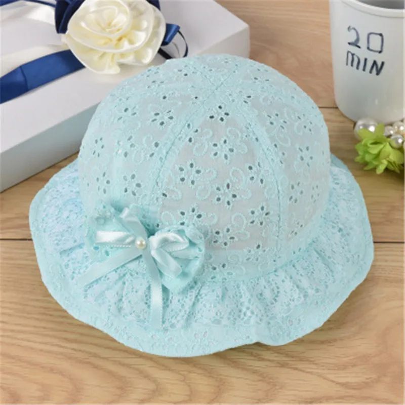 2018 Hot Sale Cute Princess Hollow Bow Baby Girls Sun Hats Summer Infant Girls Bucket Hat Lace