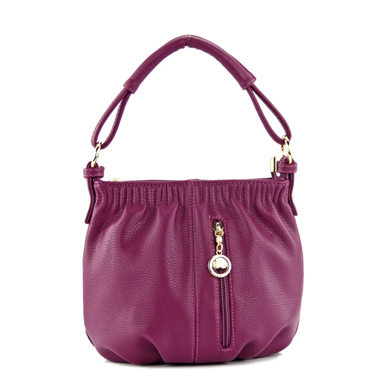 

Fashion Bucket bag for women designer handbag quality leather shoulder bag soft ruched female messenger bag