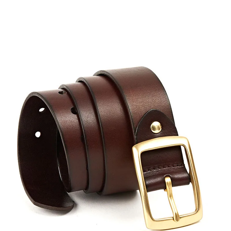 men's genuine leather belt casual belts for man jean's golden buckle
