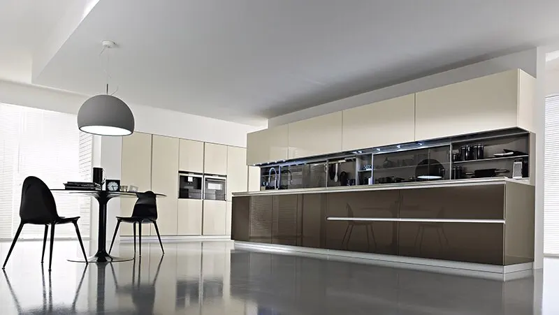 Luxury High Gloss White Lacquer Kitchen Cabinets With Blum